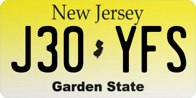 NJ license plate J30YFS