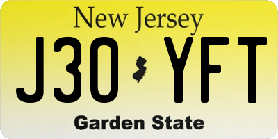 NJ license plate J30YFT