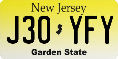 NJ license plate J30YFY