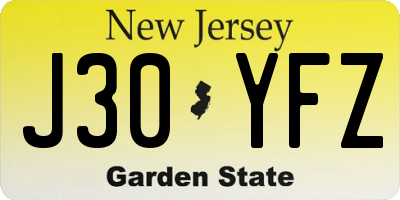 NJ license plate J30YFZ