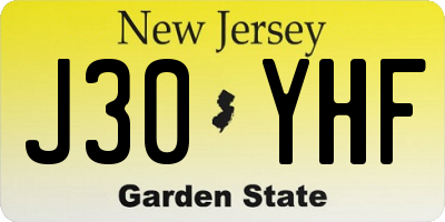 NJ license plate J30YHF