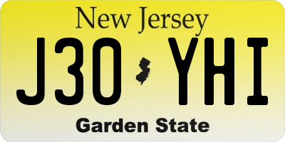 NJ license plate J30YHI