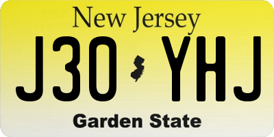 NJ license plate J30YHJ