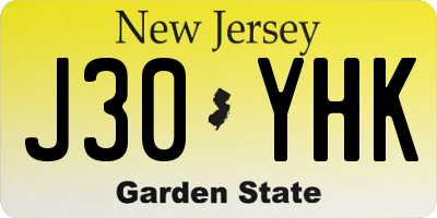 NJ license plate J30YHK
