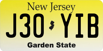 NJ license plate J30YIB