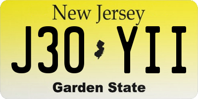 NJ license plate J30YII