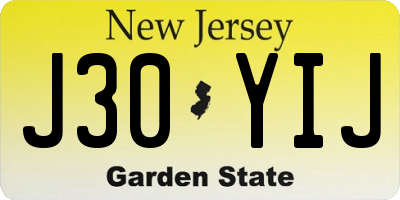 NJ license plate J30YIJ