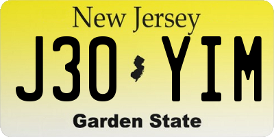 NJ license plate J30YIM