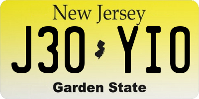 NJ license plate J30YIO