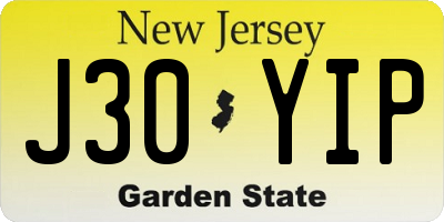 NJ license plate J30YIP