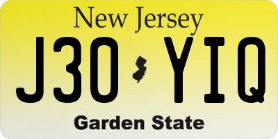 NJ license plate J30YIQ