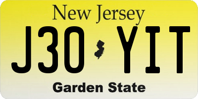 NJ license plate J30YIT
