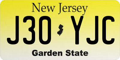 NJ license plate J30YJC