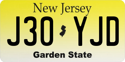 NJ license plate J30YJD