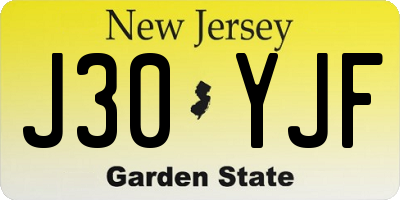 NJ license plate J30YJF