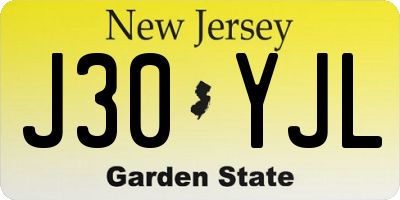 NJ license plate J30YJL
