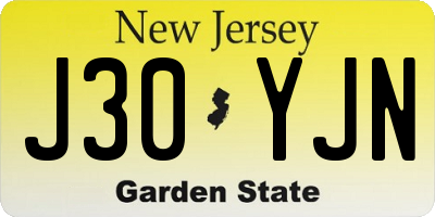 NJ license plate J30YJN