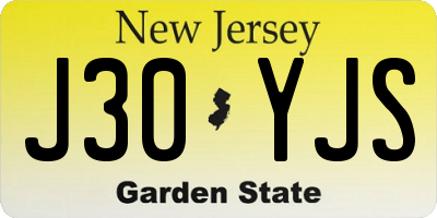 NJ license plate J30YJS