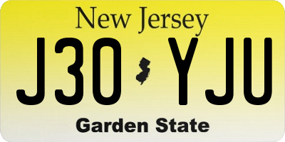 NJ license plate J30YJU