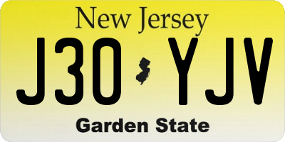 NJ license plate J30YJV