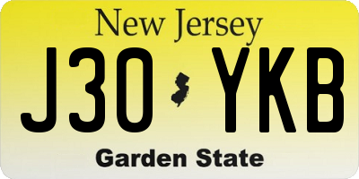 NJ license plate J30YKB
