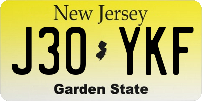 NJ license plate J30YKF