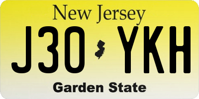 NJ license plate J30YKH