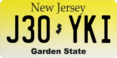 NJ license plate J30YKI