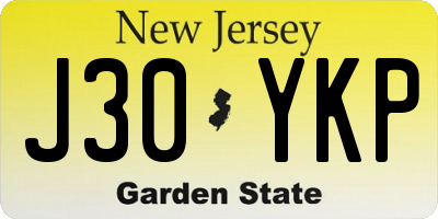 NJ license plate J30YKP
