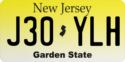 NJ license plate J30YLH