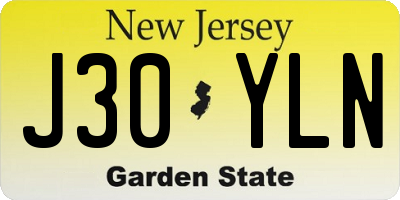 NJ license plate J30YLN