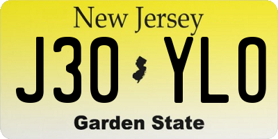 NJ license plate J30YLO
