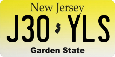 NJ license plate J30YLS