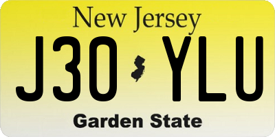 NJ license plate J30YLU