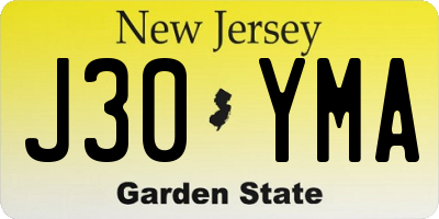 NJ license plate J30YMA