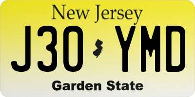 NJ license plate J30YMD