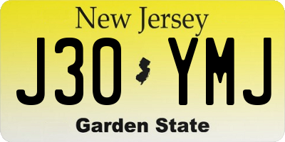 NJ license plate J30YMJ