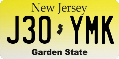 NJ license plate J30YMK