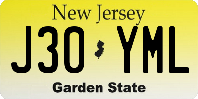 NJ license plate J30YML