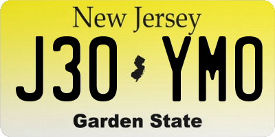 NJ license plate J30YMO