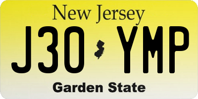 NJ license plate J30YMP