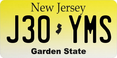 NJ license plate J30YMS