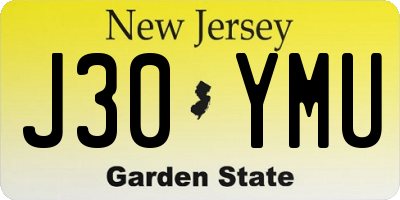 NJ license plate J30YMU