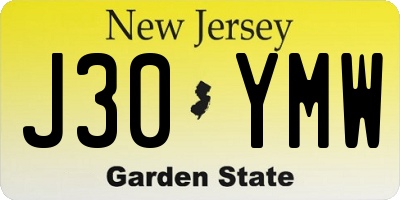 NJ license plate J30YMW