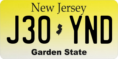 NJ license plate J30YND