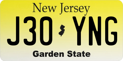 NJ license plate J30YNG