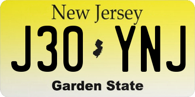 NJ license plate J30YNJ