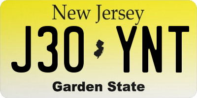 NJ license plate J30YNT