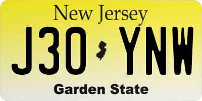 NJ license plate J30YNW
