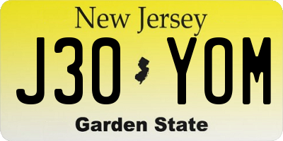 NJ license plate J30YOM